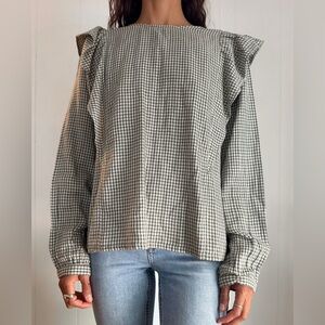 Garnet Hill Black and White Gingham Blouse